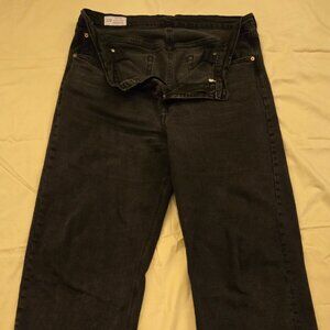 Excellent Used GAP High Rise Stride Wide-Leg Jeans Size 34/18R Distressed Black
